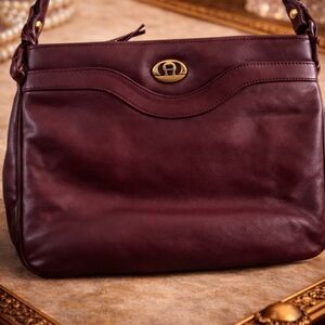 VINTAGE ETIENNE AIGNER OXBLOOD LEATHER SHOULDER BAG CLASSIC MINIMALIST 90S